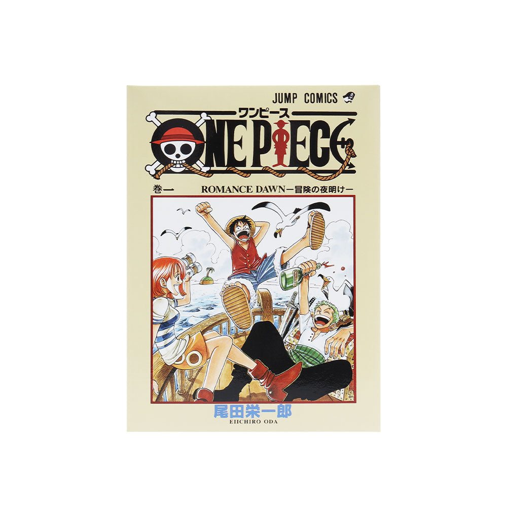 『ONE PIECE』「巻一」まるごとBOX！　（Tシャツ1枚、コミックス型ポーチ1個、名場面ステッカーシート8枚入り／特製箱付き）