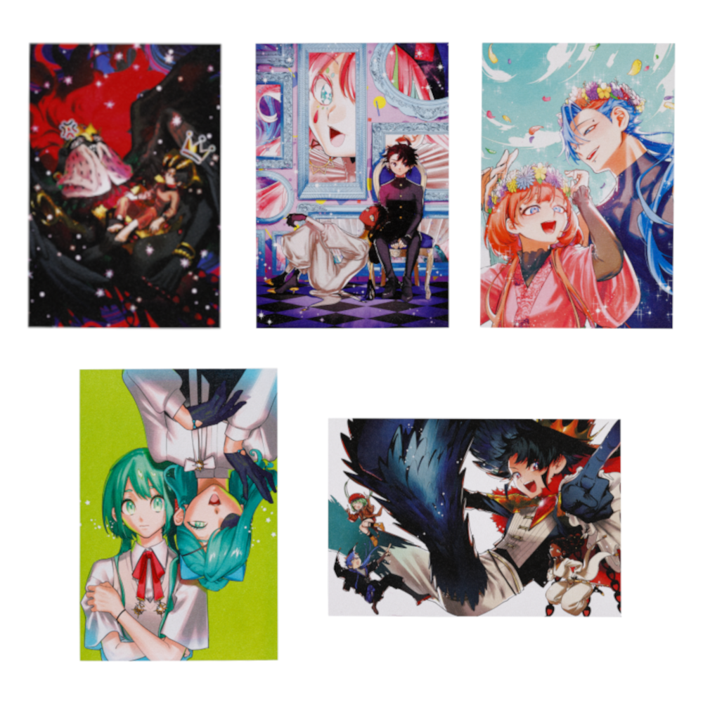 『魔男のイチ』パール紙ポストカード5枚セット（ペーパースタンド付き）