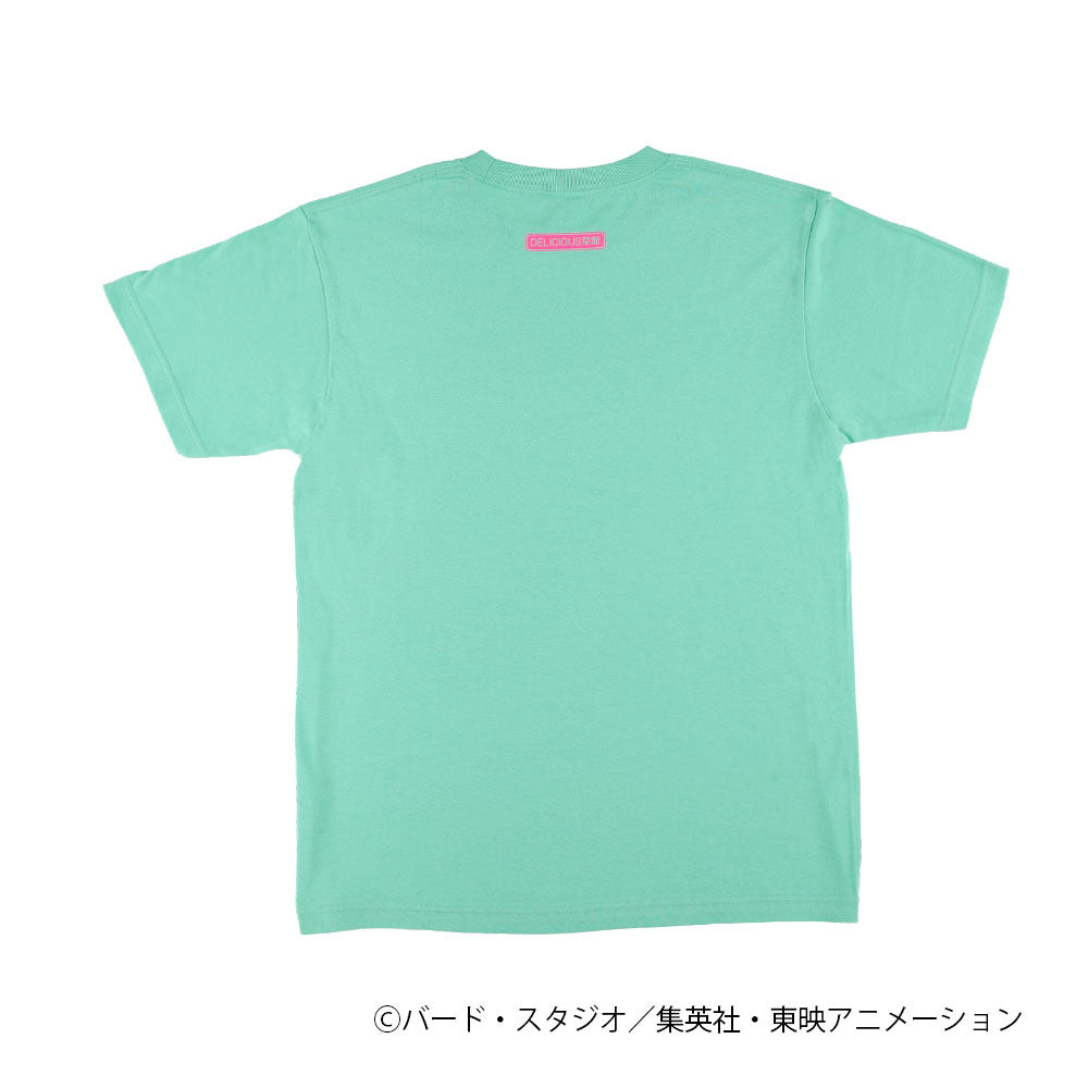 ドラゴンボール　DELICIOUS菜館　Tシャツ　ブルマ　ミントグリーン×ピンク　M