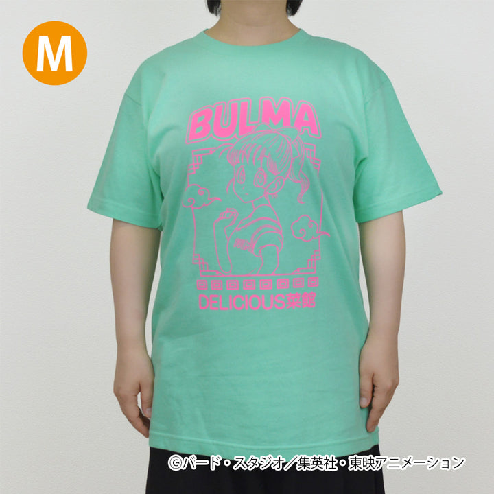 ドラゴンボール　DELICIOUS菜館　Tシャツ　ブルマ　ミントグリーン×ピンク　M